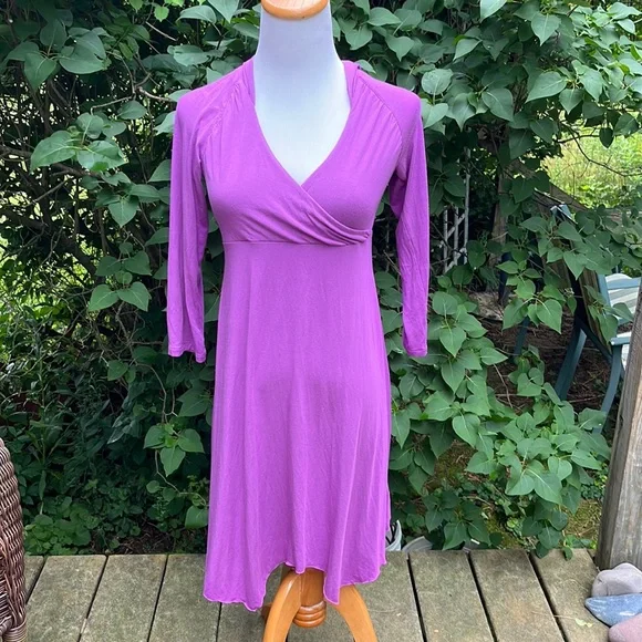 Purple Mauve Athleta womens XSmall dress with hood, 3/4 sleeve, Modal